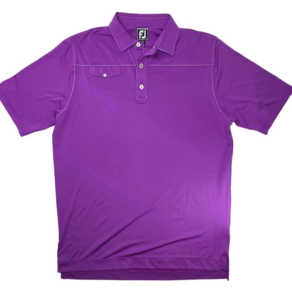 FootJoy Athletic Fit Mens Purple Golf Polo Shirt Short Sleeve Chest Pocket L